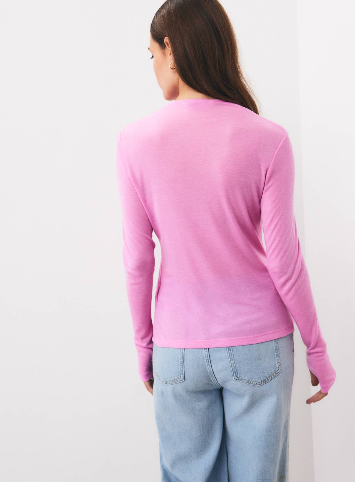 Bright Pink High Neck Top With Wool 6 - Image 4
